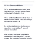 NU 410- Research Midterm 2022&sol;2023 with 100&percnt; complete solutions &vert;verified&vert;graded &plus;&vert;100&percnt; PASS
