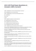 ACA 122 Final Exam Questions & Answers 100&percnt; Correct&excl;&excl;