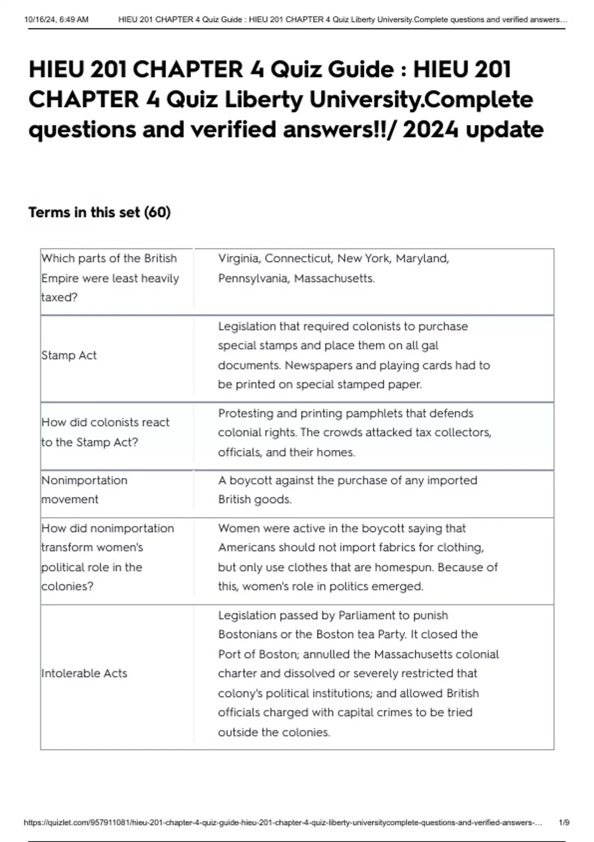 HIEU 201 CHAPTER 4 Quiz Guide : HIEU 201 CHAPTER 4 Quiz Liberty ...