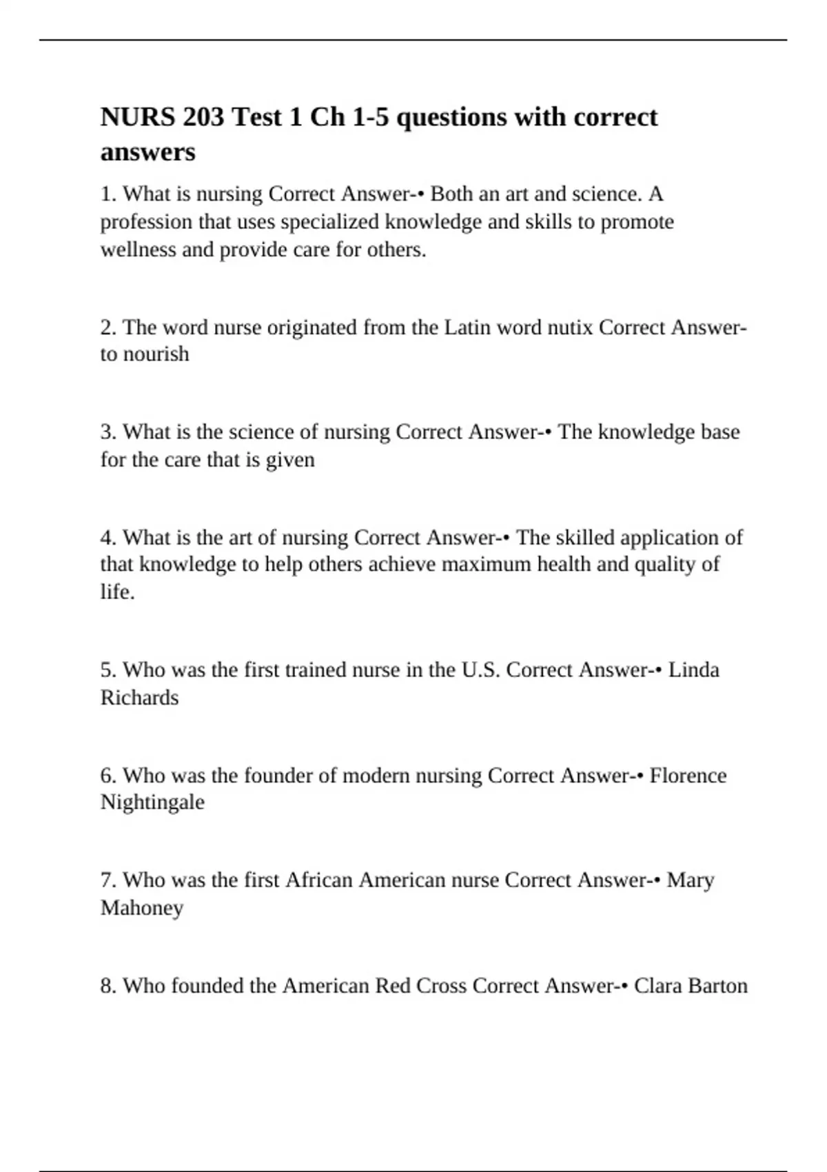 NURS 203 Test 1 Ch 1-5 questions with correct answers - Nurs 203 ...