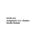 NURS 612 Assignment 12.2: Shadow Health Module