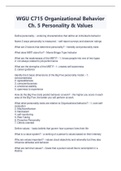WGU C715 Organizational Behavior - Ch. 5 Personality & Values Quiz | Latest 2023/2024