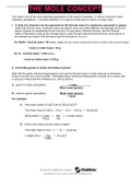 Chemistry - The Mole Concept Worksheet Practice