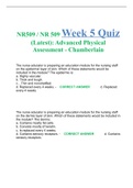 NR509 / NR 509 Week 5 Quiz (Latest): Advanced Physical Assessment - Chamberlain