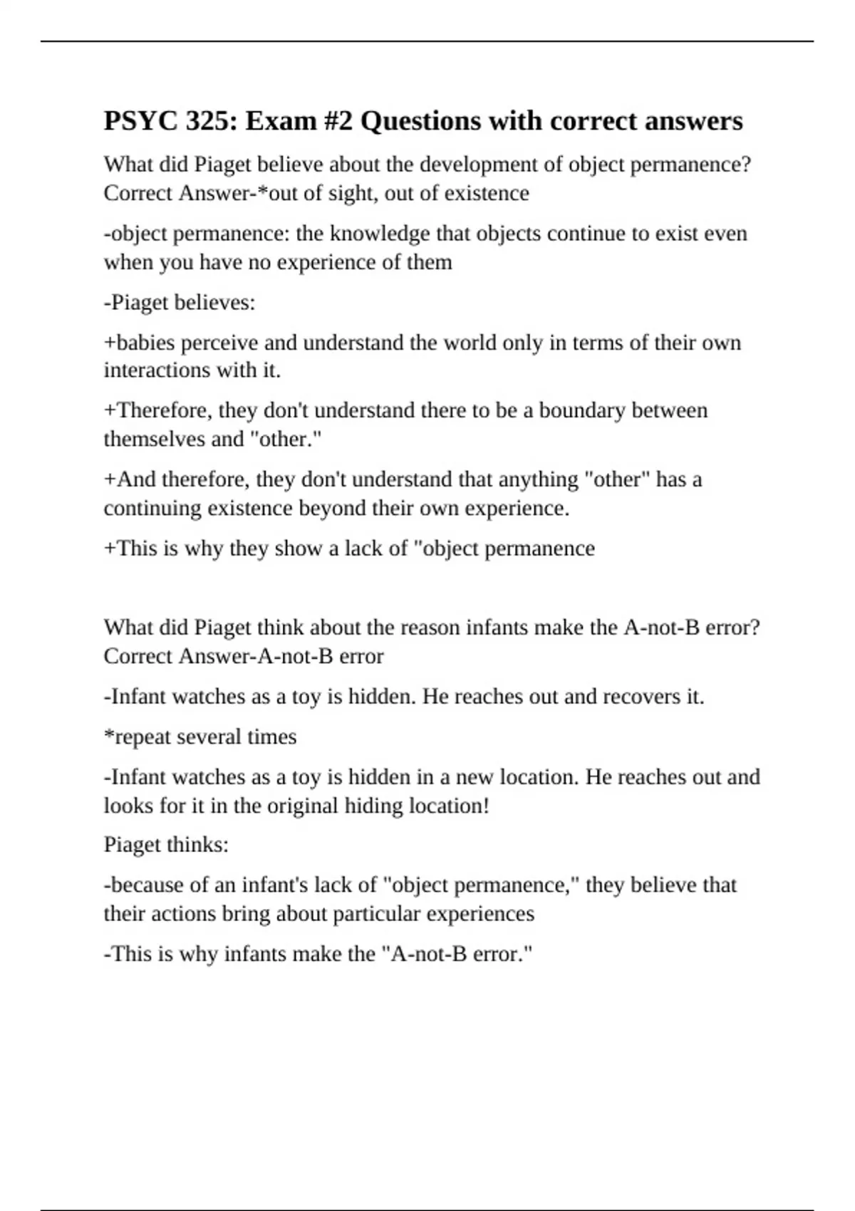 PSYC 325: Exam #2 Questions with correct answers - Psych nurs - Stuvia US