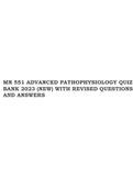 MN 551 ADVANCED PATHOPHYSIOLOGY QUIZ BANK 2023 (NEW) WITH REVISED QUESTIONS AND ANSWERS.