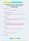 Texas Property Tax Consultant Exam - Terms Questions and Answers  2024&sol;2025