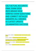 CALT ACTUAL ACCURATE FINAL EXAM 2024-2025&vert;BRAND NEW VERIFIED EXAM QUESTIONS AND CORRECT DETAILED ANSWERS ALL GRADED A&plus;&vert;LATEST UPDATE &vert;GUARANTEED SUCCESSS