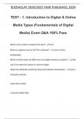 TEST - 1&period; Introduction to Digital & Online Media Types &lpar;Fundamentals of Digital Media&rpar; Exam Q&A 100&percnt; Pass