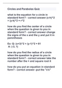 Circles and Parabolas Quiz with 100% correct answers