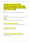 Test Bank for Polit & Beck Canadian Essentials of Nursing Research 4th Edition &lpar;Kevin Woo&comma; 2017&rpar; Exam guide