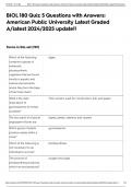 BIOL 180 Quiz 5 Questions with Answers&colon; American Public University Latest Graded A&sol;latest 2024&sol;2025 update&excl;&excl;