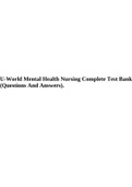 U-World Mental Health Nursing Complete Test Bank (Questions And Answers).