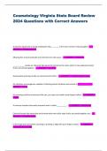 Cosmetology Virginia State Board Review 2024 Questions with Correct Answers
