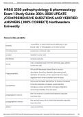 NRSG 2350 pathophysiology & pharmacology Exam 1 Study Guide&colon; 2024-2025 UPDATE &sol;COMPREHENSIVE QUESTIONS AND VERIFIED ANSWERS &lpar; 100&percnt; CORRECT&rpar; Northeastern University