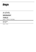 aqa A-level SOCIOLOGY &lpar;7192&sol;2&rpar; Paper 2 Topics in Sociology JUNE 2022 CORRECT QUESTION PAPER &  MARK SCHEME&period;