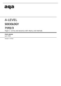 aqa A-LEVEL SOCIOLOGY (7192/3) Paper 3: Crime and deviance with theory and methods- June 2022 Final Mark scheme Version 1.0. 