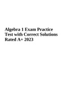 Algebra 1 Exam Practice Test with Correct Solutions Rated A+ 2023