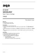 aqa A-level SOCIOLOGY Paper 2 (7192/2) :Topics in Sociology June 2022 OFFICIAL Question Paper.