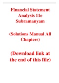 Financial Statement Analysis 11e Subramanyam (Solution Manual)