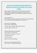 CRITICAL CARE NURSING EXAM BANK WITH  VERIFIED ACCURATE SOLUTIONS TO ACE YOUR  EXAMS&period; 