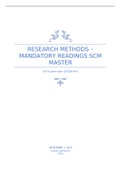 RESEARCH METHODS – MANDATORY READINGS SCM MASTER 325236-M-6