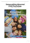 Samenvatting Abnormal Child Psychology&comma; ISBN&colon; 9781337624268  Klinische ontwikkelingspsychologie &lpar;202100061&rpar;
