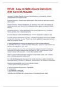 RFLB - Law on Sales Exam Questions with Correct Answers