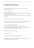 HCAD 750 Informatics exam 2023 with 100&percnt; correct answers