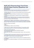  NUR 2474 Pharmacology Final Exam NCLEX Style Practice Questions and Answers