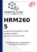 HRM2605 Assignment 6 &lpar;DETAILED ANSWERS&rpar; Semester 2 2024 - DISTINCTION GUARANTEED