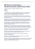 MN Dental Jurisprudence  QuestionsAnswers &lpar;Mock Exam 2023&rpar;