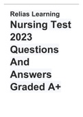 Relias Learning Nursing Test 2023 Questions And Answers Graded A+