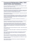 Commercial Refrigeration FINAL TEST QUESTIONS AND ANSWERS&hellip;
