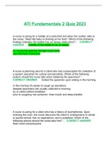 ATI Fundamentals 2 Quiz 2023