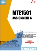 MTE1501 ASSIGNMENT 6 2023