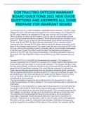 CONTRACTING OFFICER WARRANT  BOARD QUESTIONS 2023 NEW GUIDE  QUESTIONS AND ANSWERS ALL DONE PREPARE FOR WARRANT BOARD