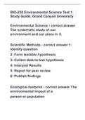 BIO-220 Environmental Science Test 1 Study Guide, Grand Canyon University with 100% correct answers