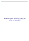 Test Bank for Porth's Essentials of Pathophysiology 5th Edition by Tommie L Norris| Guide A+