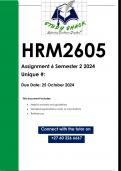 HRM2605 Assignment 6 &lpar;QUALITY ANSWERS&rpar; Semester 2 2024