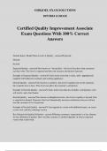 Certified Quality Improvement Associate Exam Questions With 100&percnt; Correct Answers