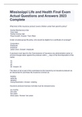 Mississippi Life and Health Final Exam Actual Questions and Answers 2023 Complete