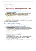 Study Guide for Short Answer Questions Test 1