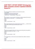 CHP TEST 3 STUDY SHEET Driving test With complete solution Updated 2024&sol;25 Rated A&plus;