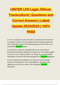 UNITEK LVN Legal&comma; Ethical&comma; Transcultural &vert; Questions and Correct Answers &vert; Latest Update 2024&sol;2025 &vert; 100&percnt; PASS