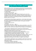 NCLEX Emergency&sol;Burns&sol;Triage&sol;93 Questions and answers&sol;Distinction Rated