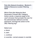 Palo Alto Network Academy - Module 6 - Uniform Resource Locator Filtering QUIZ WITH COMPLETE SOLUTIONS |GUARANTEED SUCCESS
