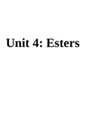 Unit 4: Esters