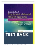 ESSENTIALS OF PSYCHIATRIC MENTAL HEALTH NURSING 4TH EDITION VARCAROLIS NURSING TEST BANK
