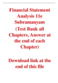 Financial Statement Analysis 11e Subramanyam (Test  Bank)